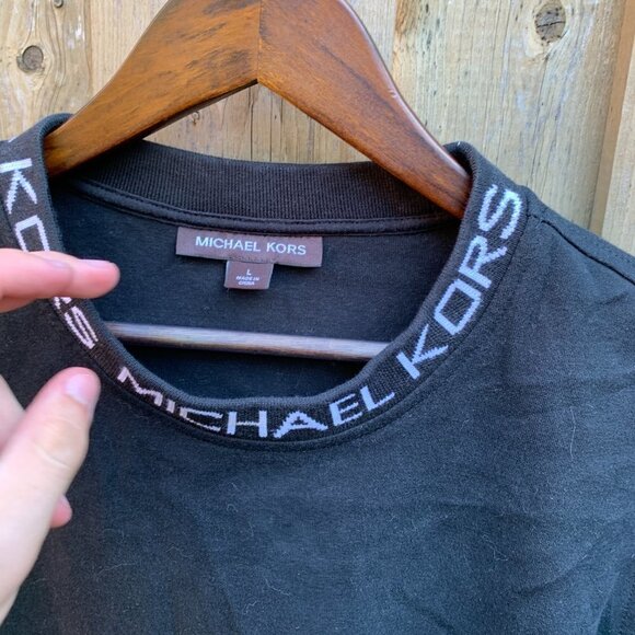 Michael Kors Logo Neck Crewneck Sweater Black Large - Picture 8 of 8